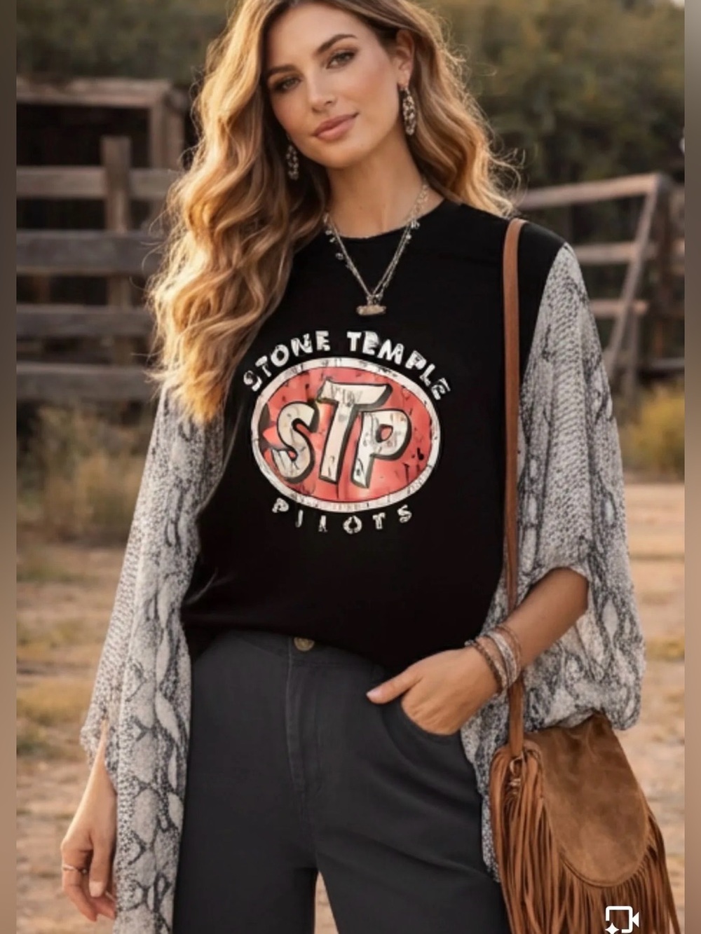 STP STONE TEMPLE PILOTS upcycled KIMONO SLEEVES tunic top os M L XL 1X 2X 3x